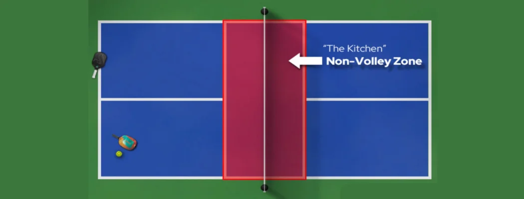 Non volley zone location of pickleball