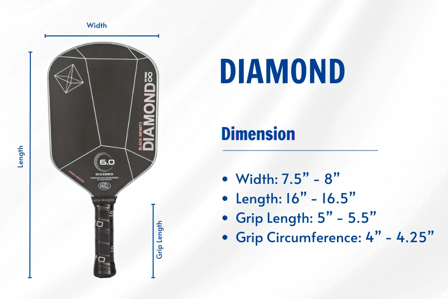 diamond pickleball paddle shape