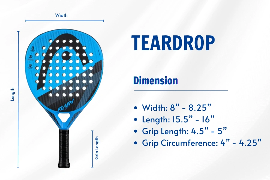 teardrop pickleball paddle shape