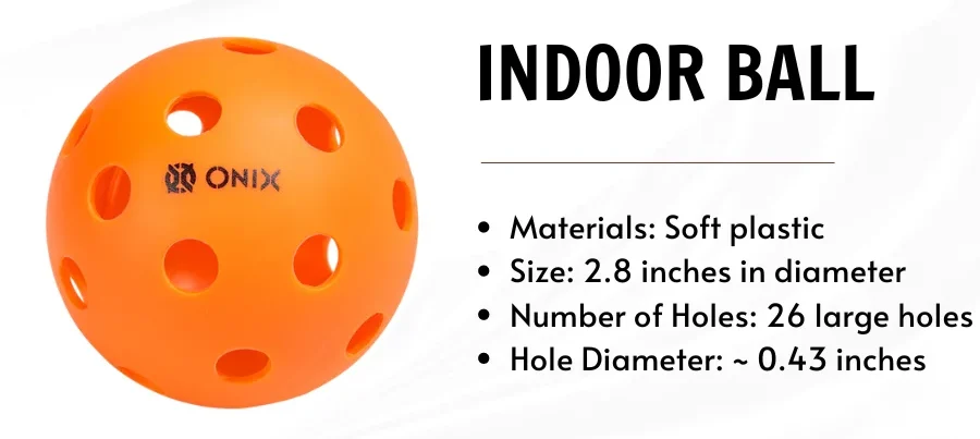 dimension of indoor pickleball ball