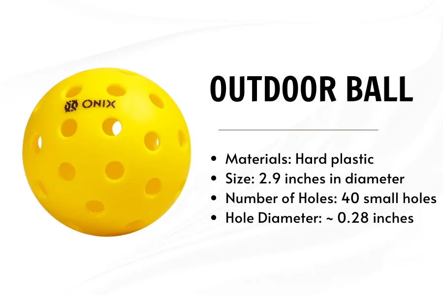 dimension of outdoor pickleball ball